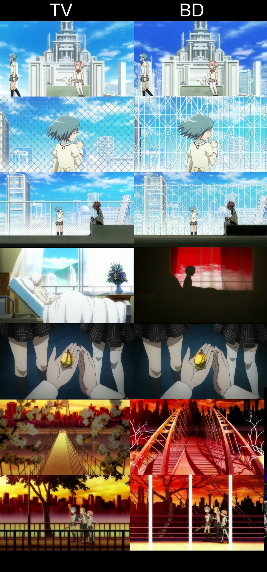 Madoka Magica Anime vs Blu-ray 1