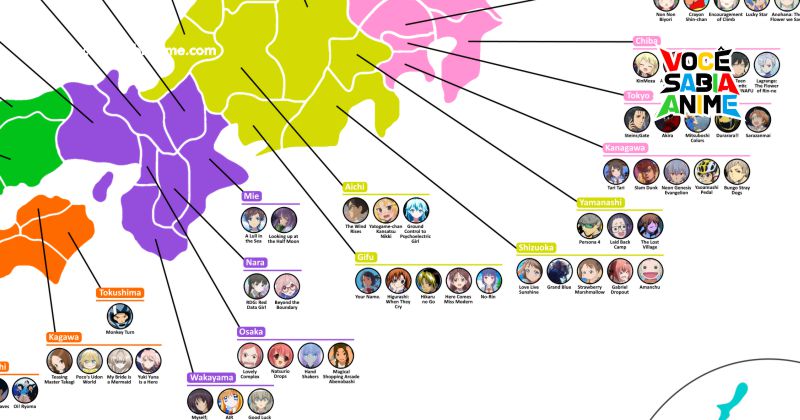 Gráfico mostra animes que se passam na mesma Região