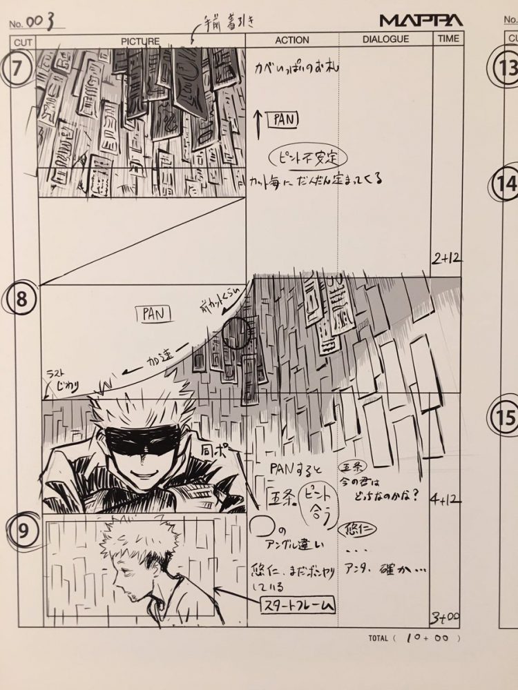 Storyboard de Jujutsu Kaisen impressiona 2