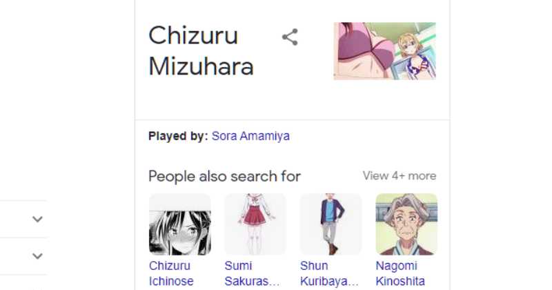 Ao pesquisar por Chizuru Google Destaca imagem dos Peitos dela