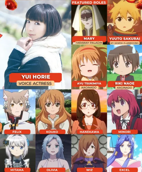 Yui Horie - Personagens
