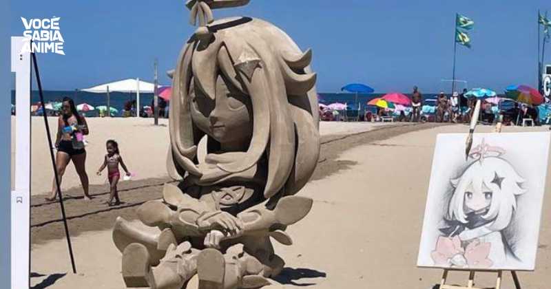 Estátua de Areia da Paimon no Brasil Impressiona fãs de Genshin Impact