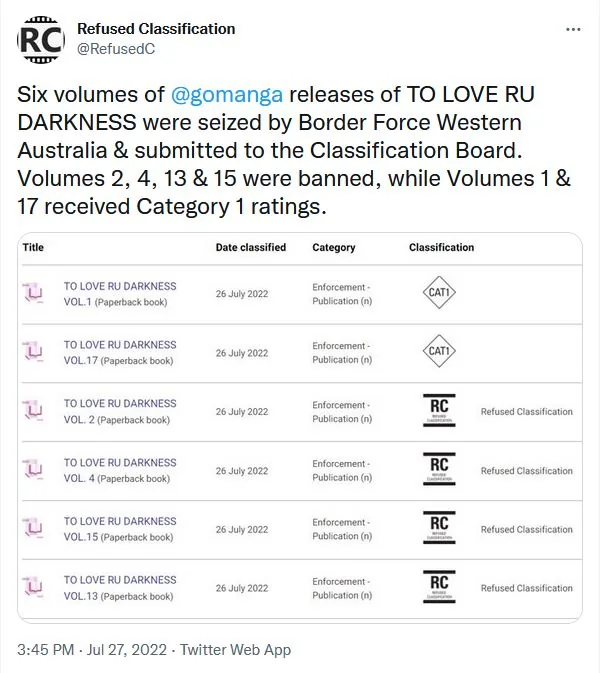 To Love-Ru é Banido na Austrália