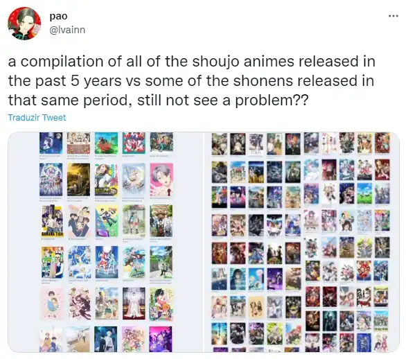 Quantidade de Animes Shonen contra Shoujos Irritam Otakus 1