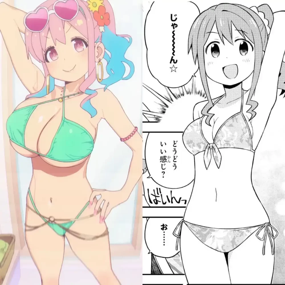Kaede boobs are bigger in the Onimai anime