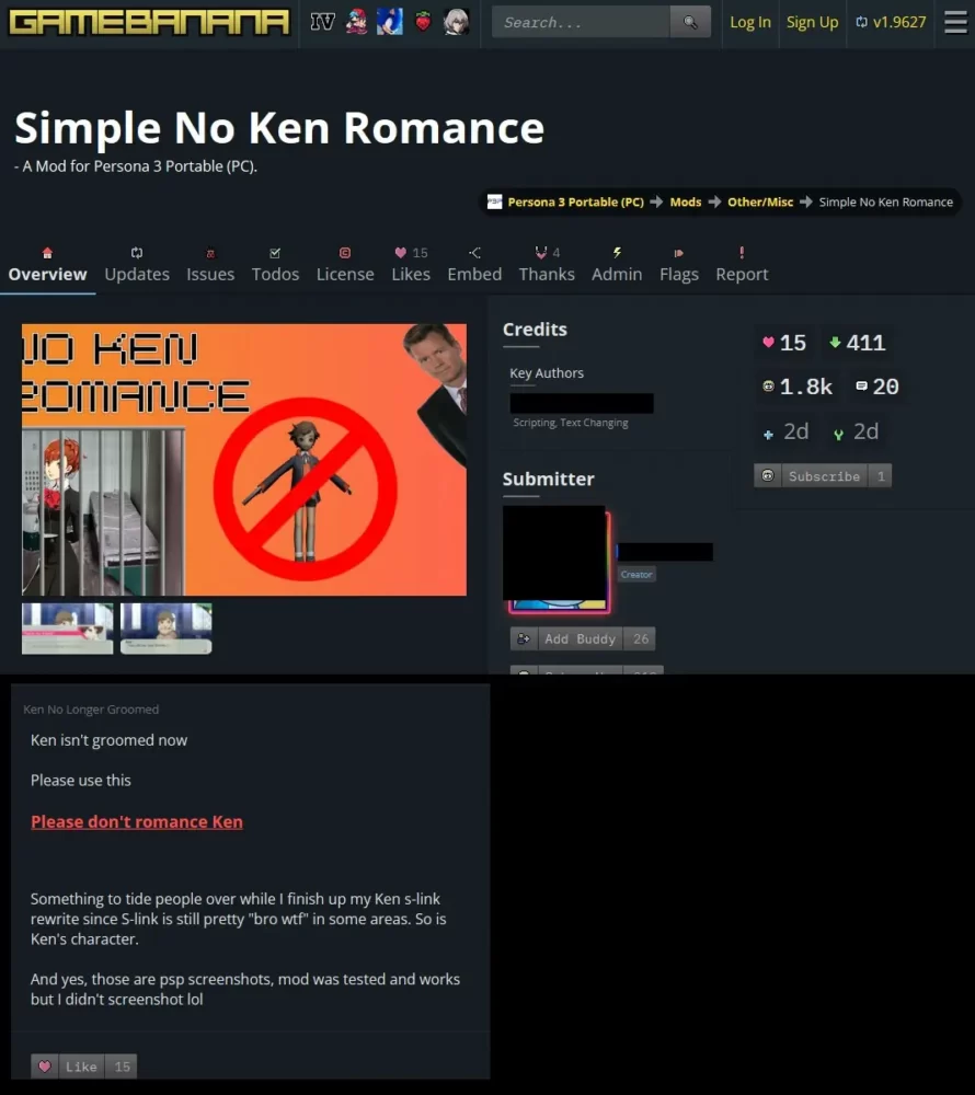 Mod para Persona 3 retira romance com Ken