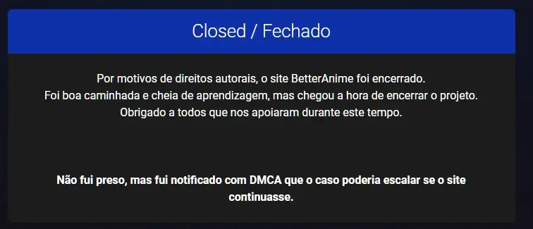 Sites Piratas de animes BetterAnime e Animes Vision são fechados 2