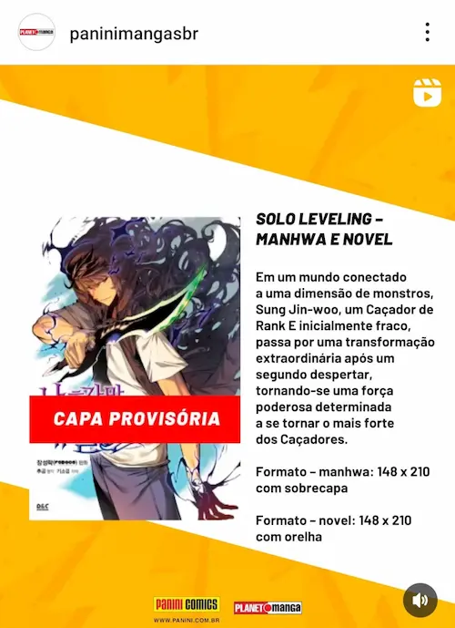 Manhwa e livros de Solo Leveling no brasil. Solo Leveling pela panini. Compre o manga de Solo Leveling.