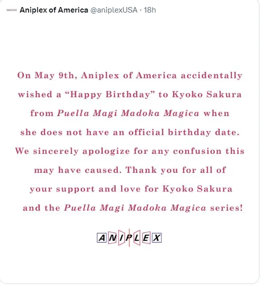 Aniversário da Kyoko Cancelado pela Aniplex