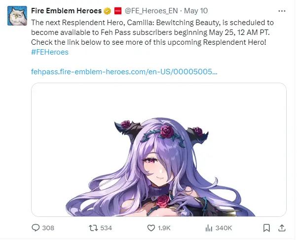 Fire Emblem Heroes Twitter acc Censors Female Characters