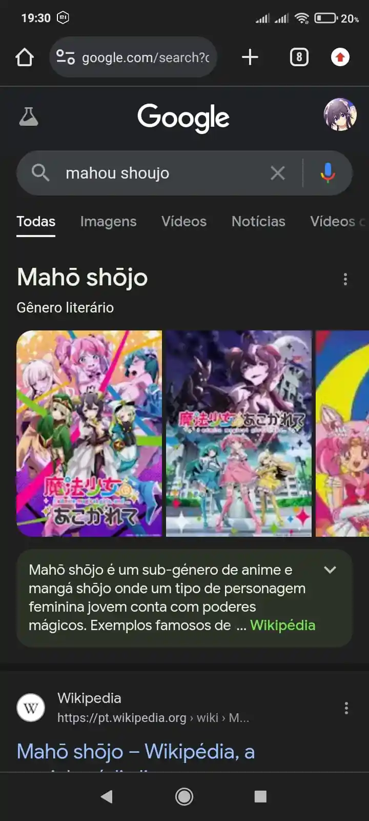 Searching for Mahou Shoujo shows Gushing over Magical Girls on Google