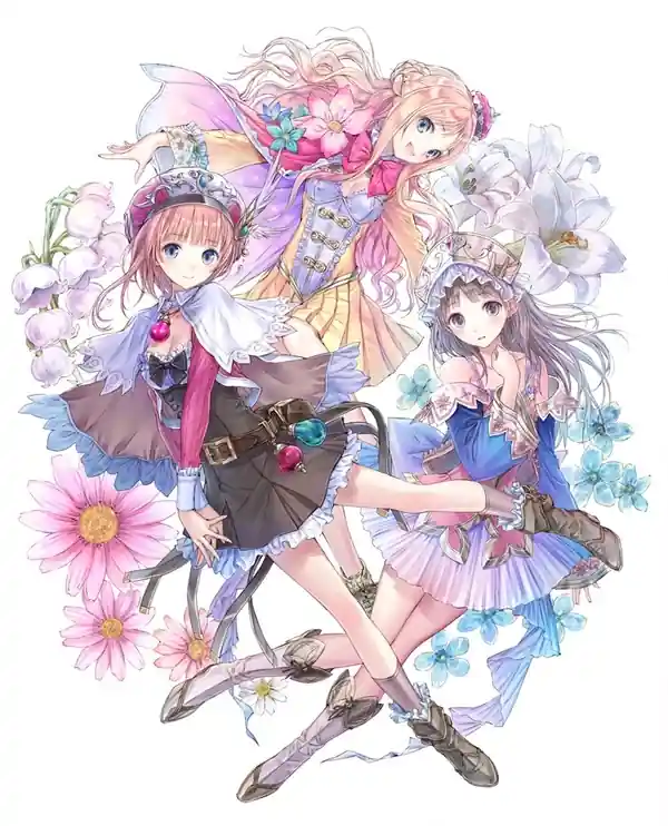 Protagonists Totori, Rorona, and Meruru from the Atelier series