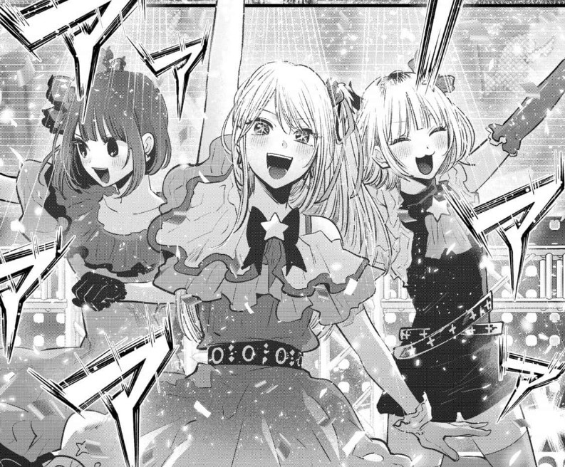 B-Komachi concert with Ruby, Kana, and Mem-cho in Chapter 159 of Oshi no Ko