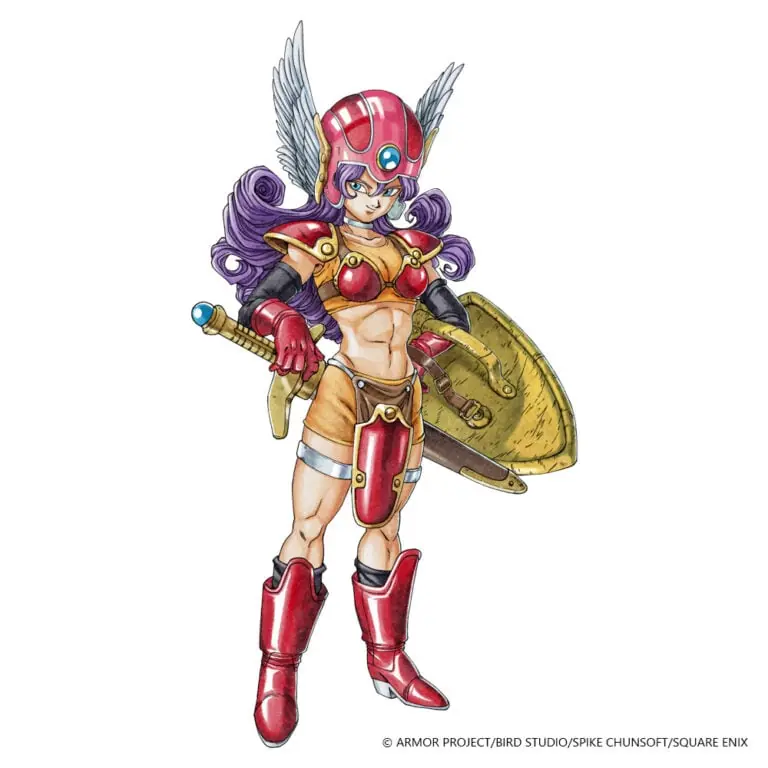 Personagem guerreira com visual mais coberto no remake de Dragon Quest 3