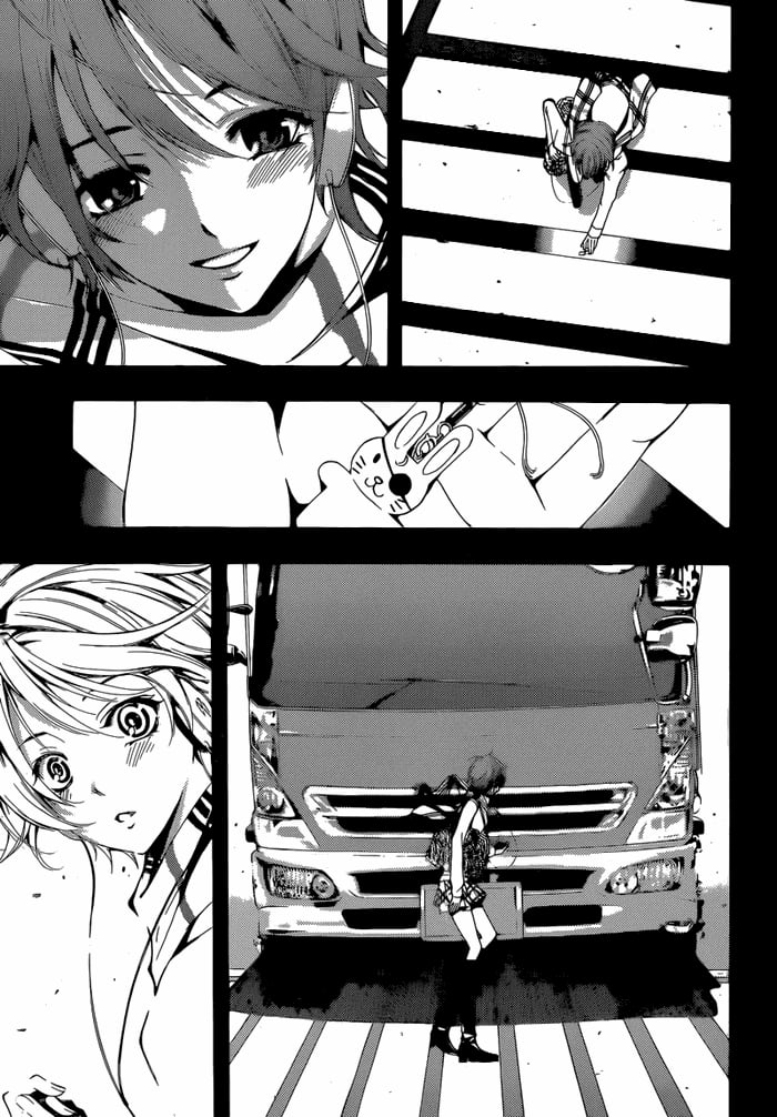 Scene from the Fuuka manga where the character Fuuka is crossing the street before the accident.