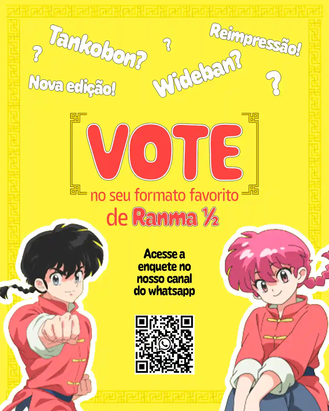 Editora JBC Abre Enquete com Leitores sobre Novo Formato do Mangá Ranma ½