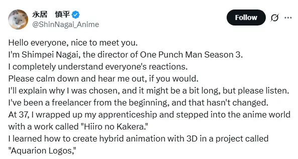 Diretor de One Punch Man 3