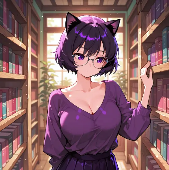 garota de oculos biblioteca anime