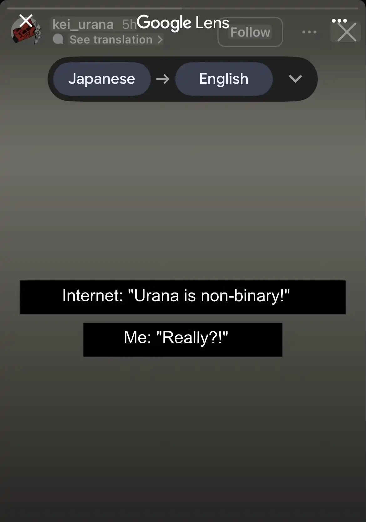 Kei Urana nega ser Não Binária