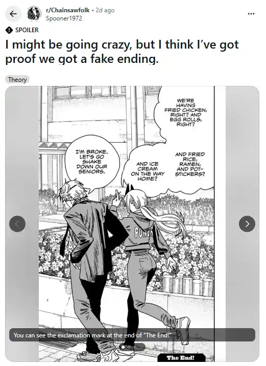 Fan Theorizes Chainsaw Man Manga Didn’t End Because of an Exclamation!