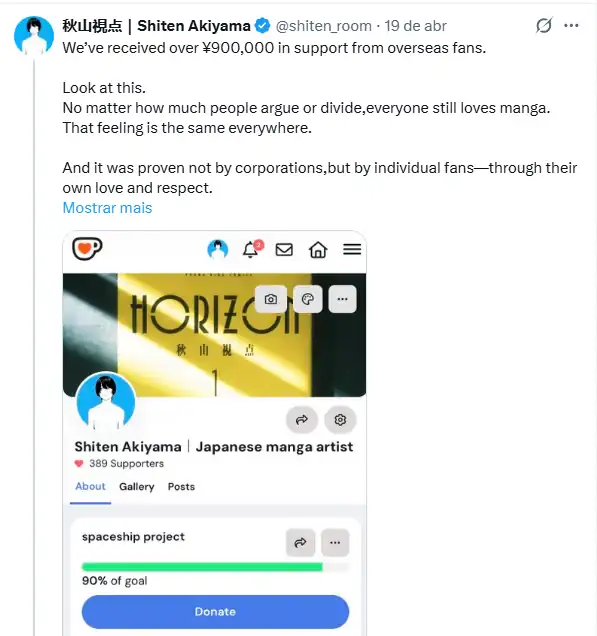 Mangaka que Disponibilizou seu Mangá de Graça Recebe Apoio Massivo dos Fãs após Passar Necessidade