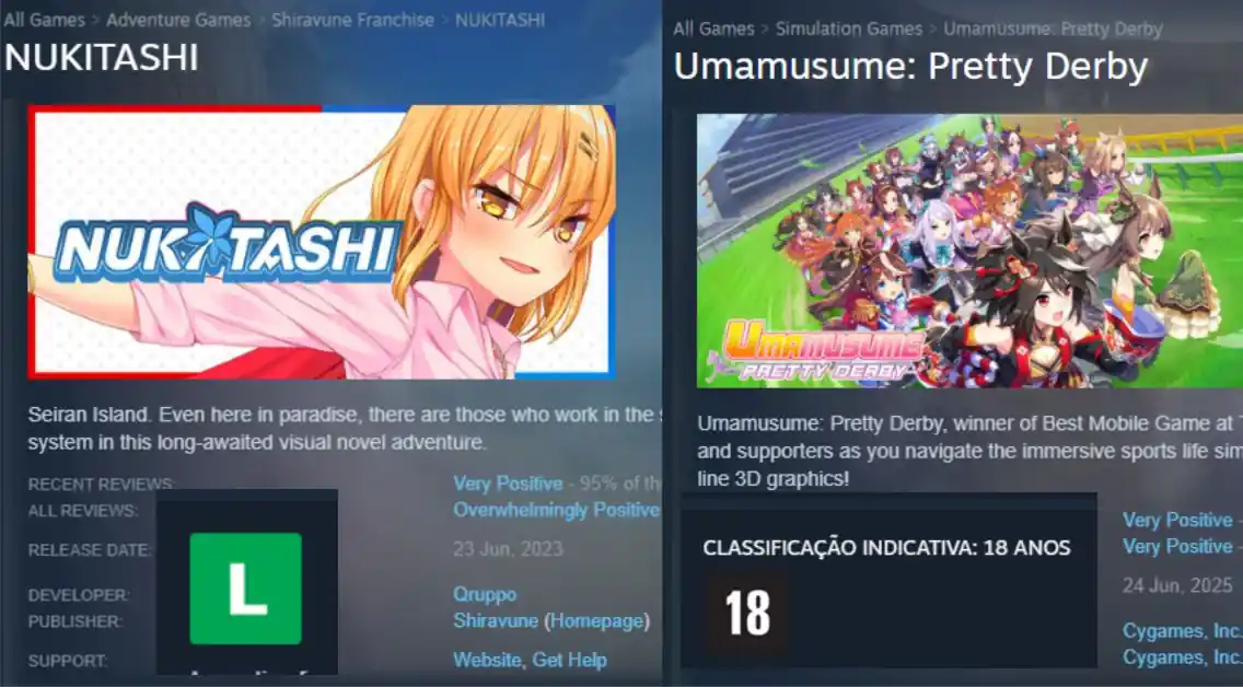 Eroge Nukitashi tem Indicação Etária Menor que Uma Musume na Steam Eroge Nukitashi tem Indicação Etária Menor que Uma Musume na Steam