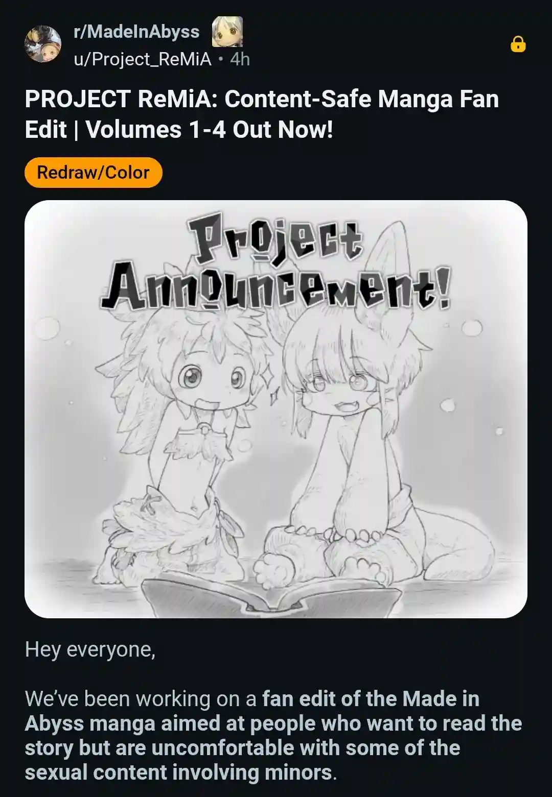 Estão Editando o Mangá de Made in Abyss para uma Versão Segura Estão Editando o Mangá de Made in Abyss para uma Versão Segura