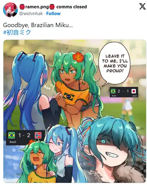 Copa do Mundo virou uma Batalha pela Guarda da Miku Copa do Mundo virou uma Batalha pela Guarda da Miku