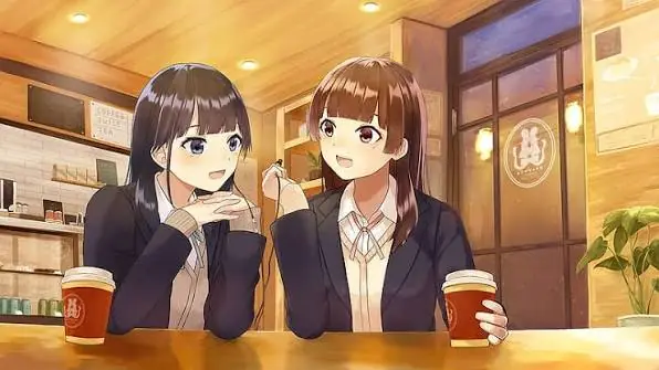 duas garotas de anime em um café duas garotas de anime em um café