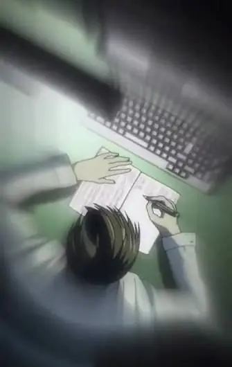 Escrevendo no Death Note, cena do anime Escrevendo no Death Note, cena do anime