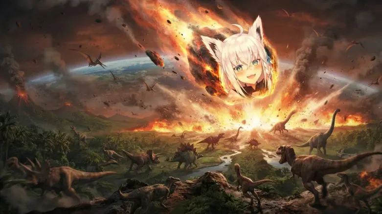 Vtuber Shirakami Fubuki dizimou os dinossauros