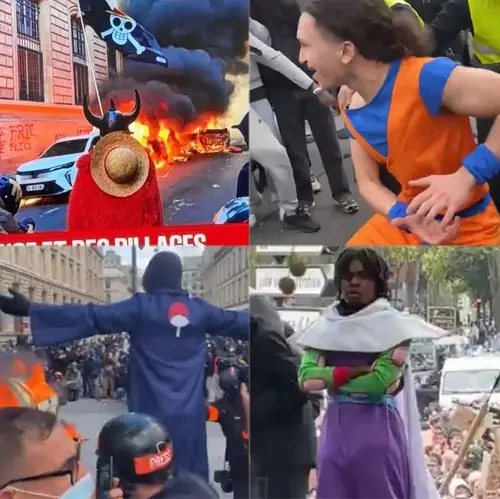 anime used in riots in france cosplays